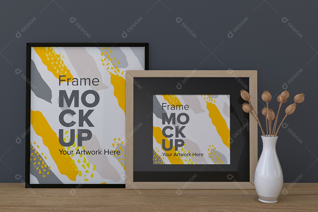 Moldura de Dois Quadros Mockup PSD Editável