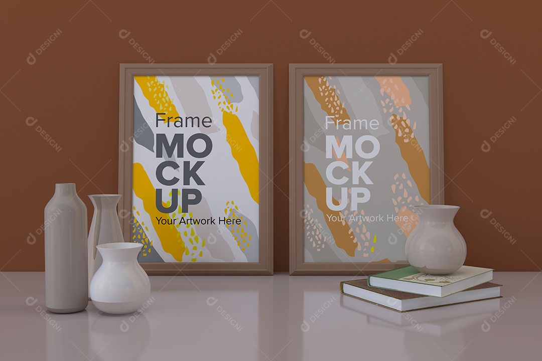Moldura de Dois Quadros Mockup PSD Editável
