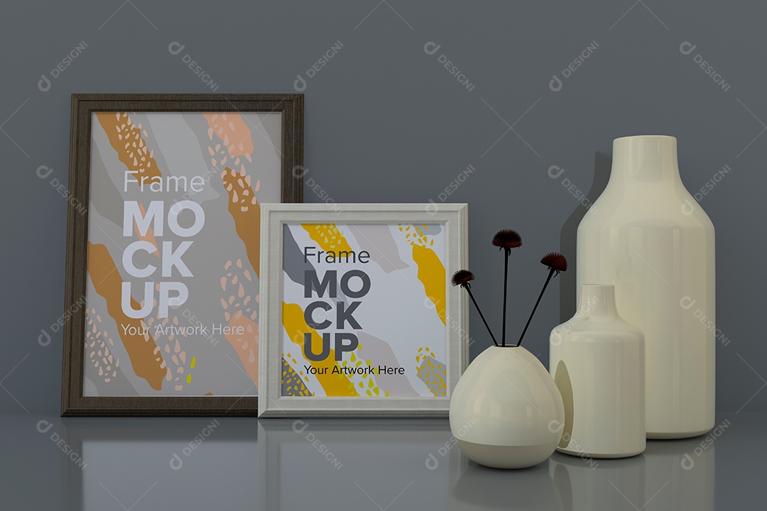 Moldura de Dois Quadros Mockup PSD Editável