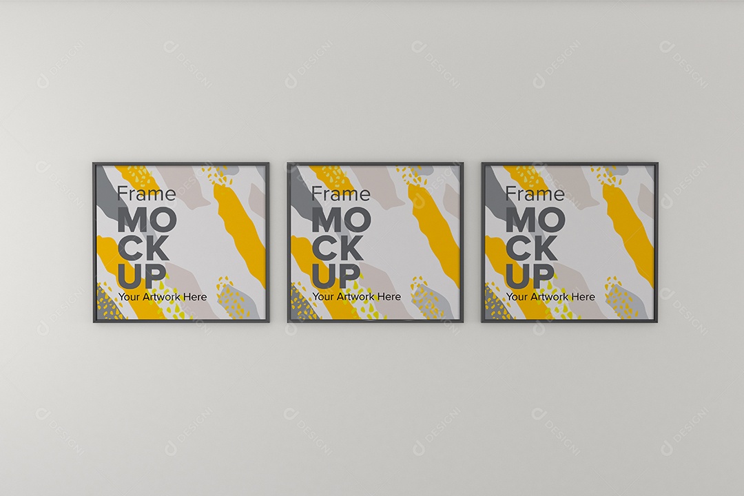 Moldura de Três Quadros Mockup PSD