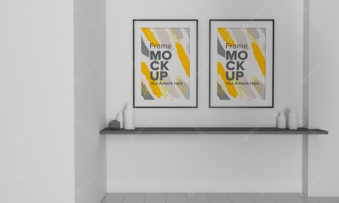 Moldura de Dois Quadros Mockup PSD Editável