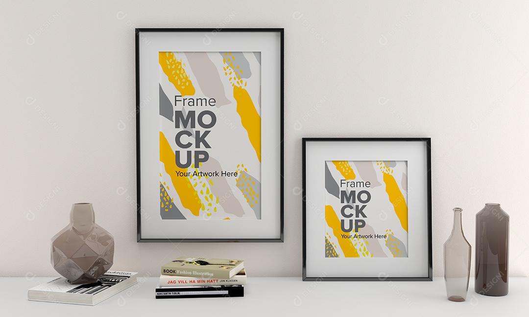 Moldura de Dois Quadros Mockup PSD Editável