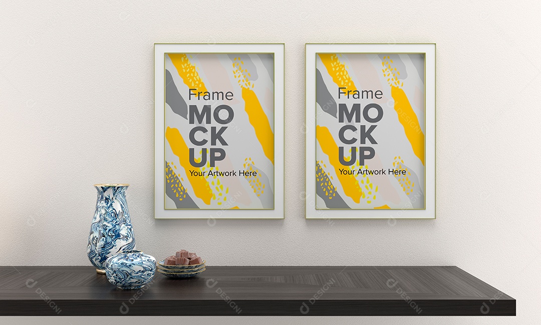 Moldura de Dois Quadros Mockup PSD