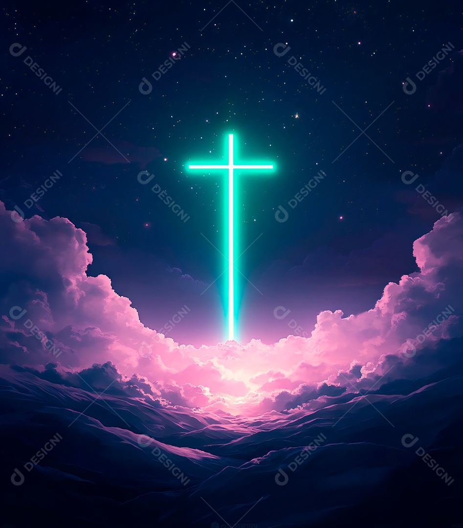 Cruz de fundo de Jesus Cristo brilhando no céu