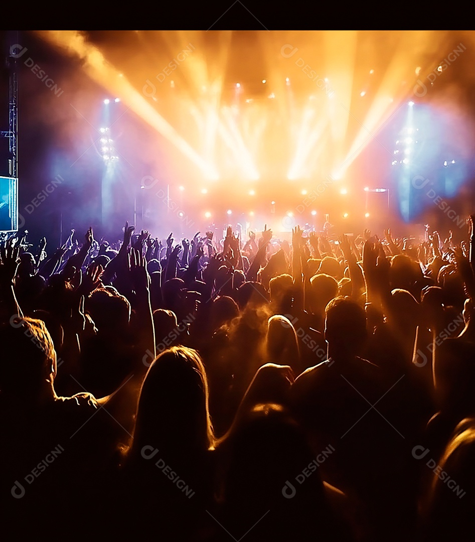 Festa da igreja com pessoas com as mãos levantadas