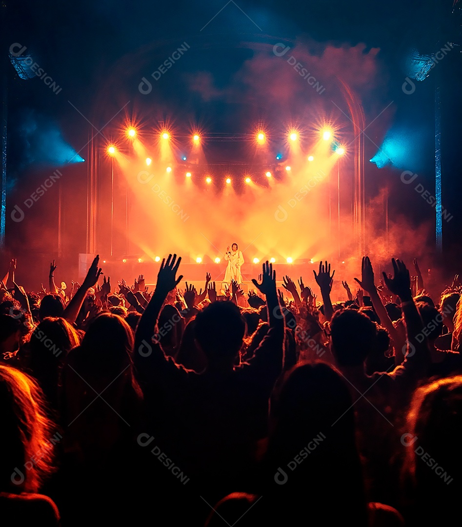 Festa da igreja com pessoas com as mãos levantadas