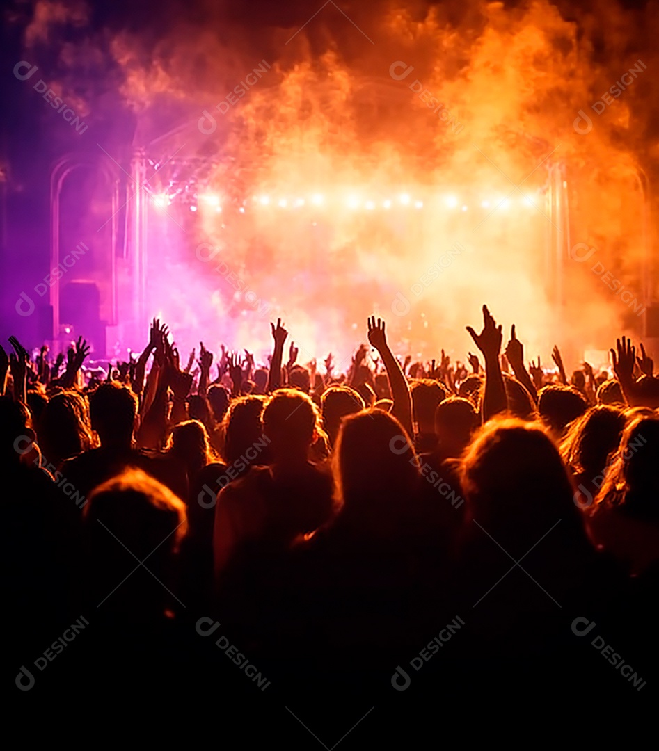 Festa da igreja com pessoas com as mãos levantadas