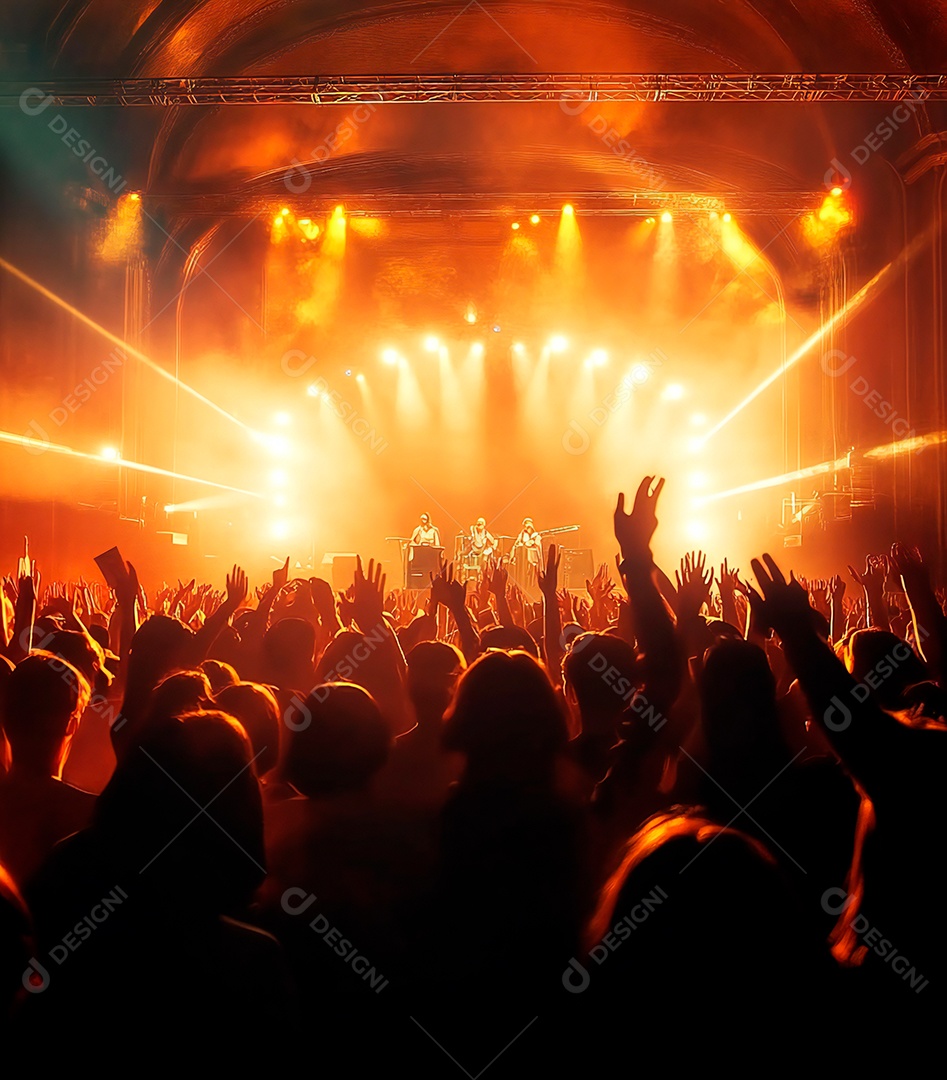 Festa da igreja com pessoas com as mãos levantadas