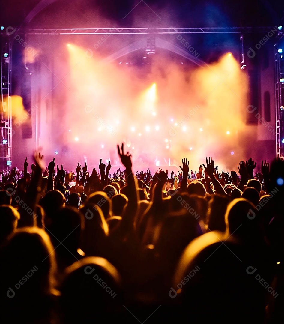 Festa da igreja com pessoas com as mãos levantadas