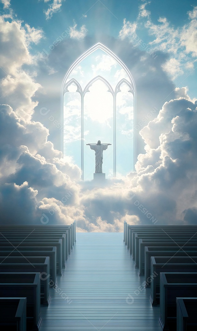 Retrato realista de portões do céu