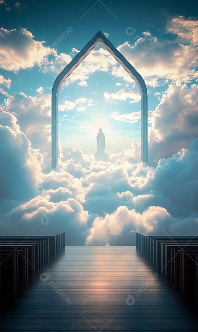 Retrato realista de portões do céu