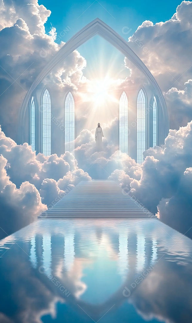 Retrato realista de portões do céu