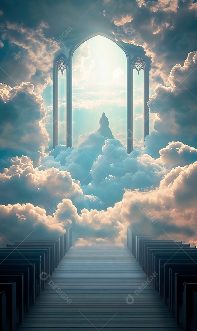 Retrato realista de portões do céu