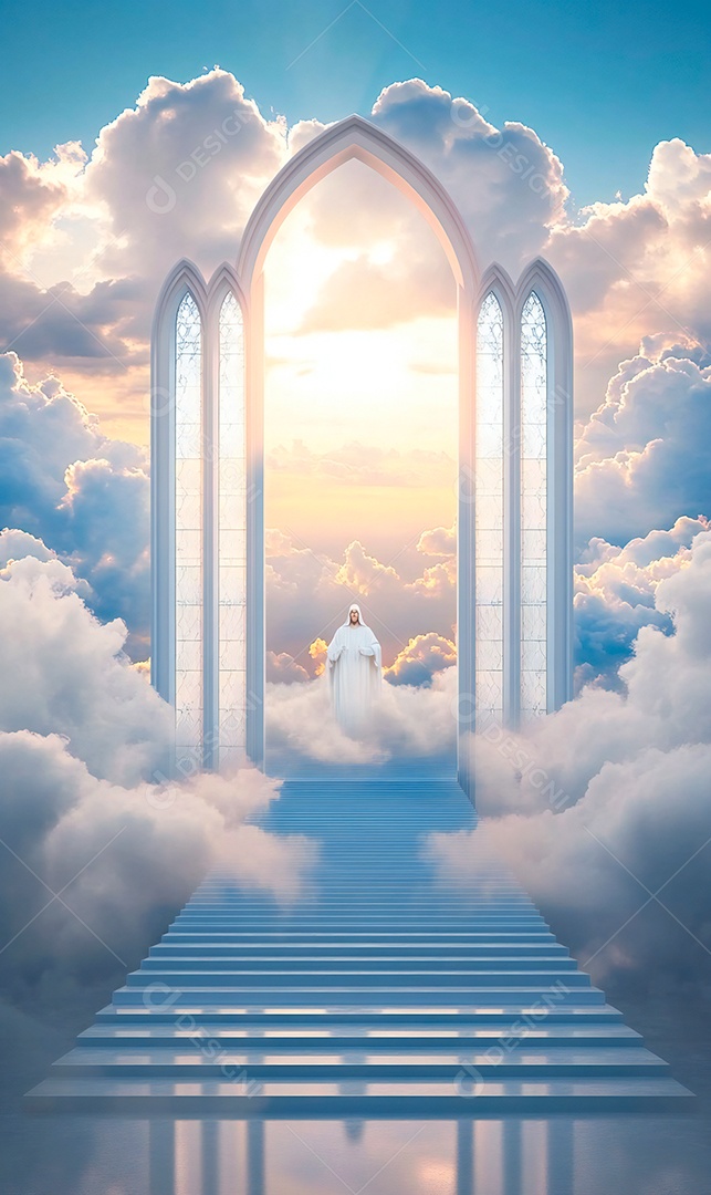 Retrato realista de portões do céu