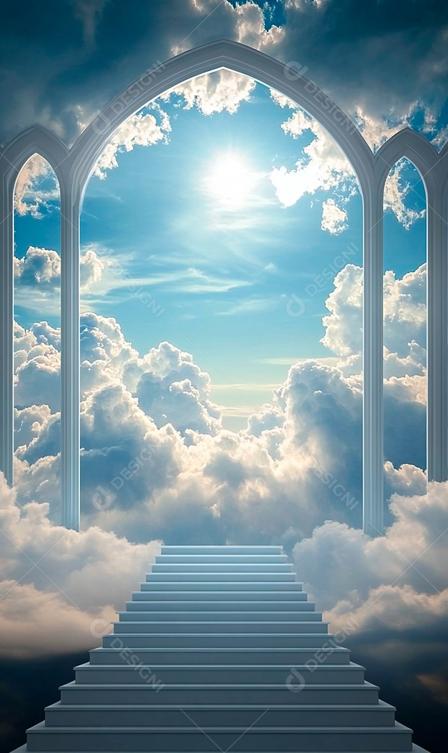 Retrato realista de portões do céu