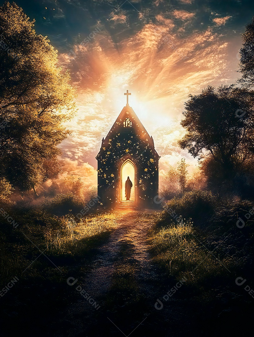 Retrato realista de portões do céu