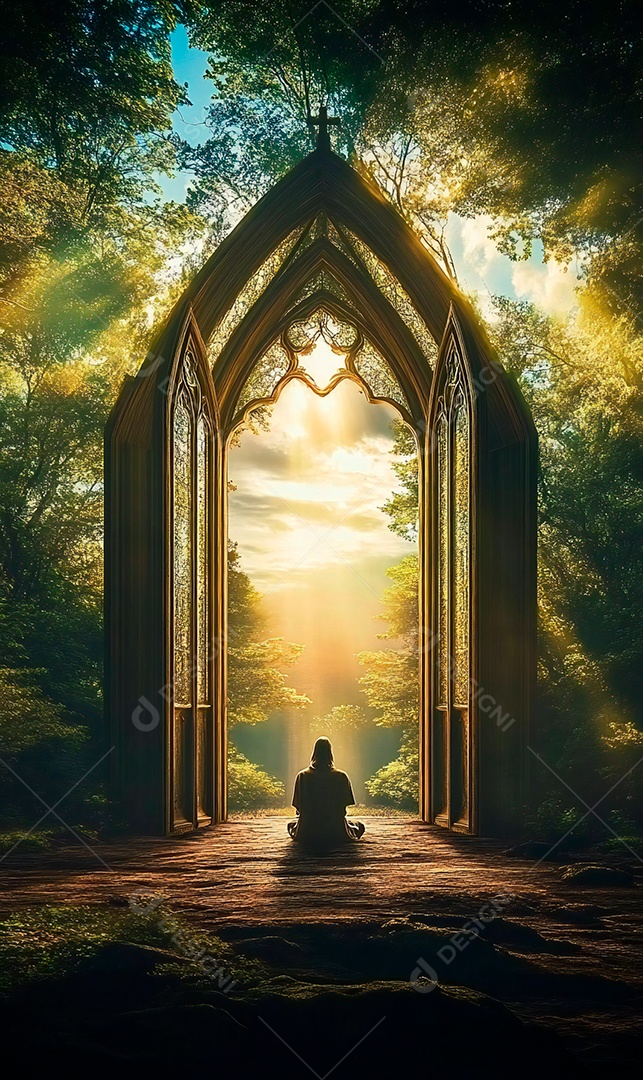 Retrato realista de portões do céu