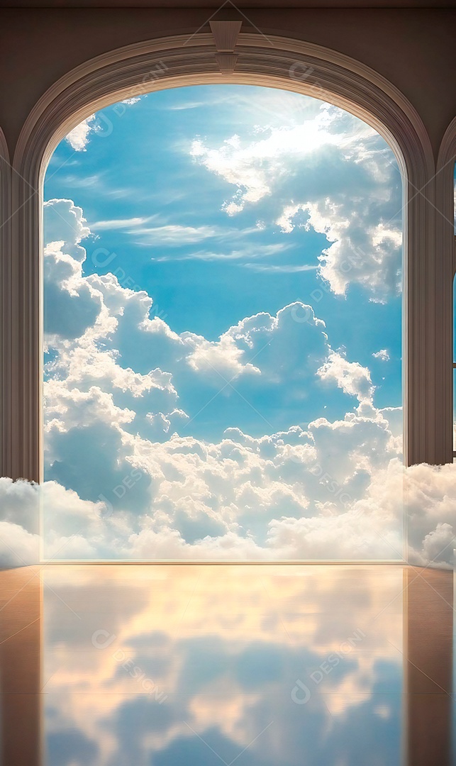 Retrato realista de céu e nuvens