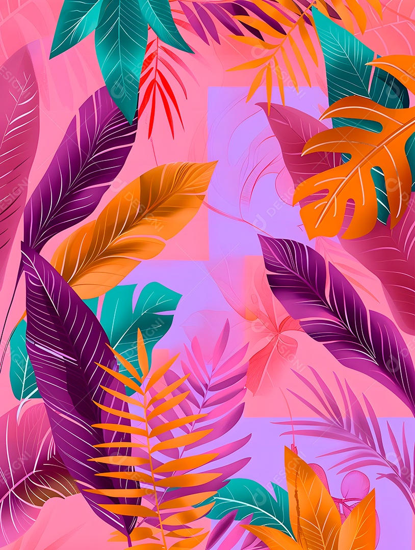 Imagens de fundo de folhas tropicais garças geom