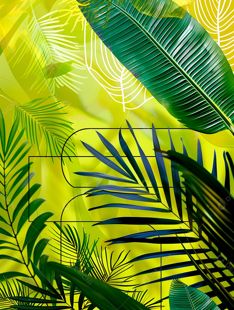 Imagens de fundo de folhas tropicais garças geom