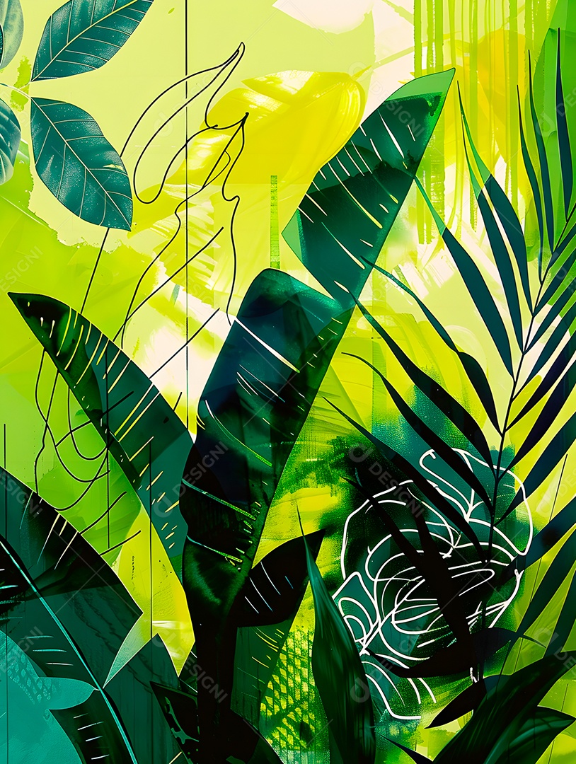 Imagens de fundo de folhas tropicais garças geom