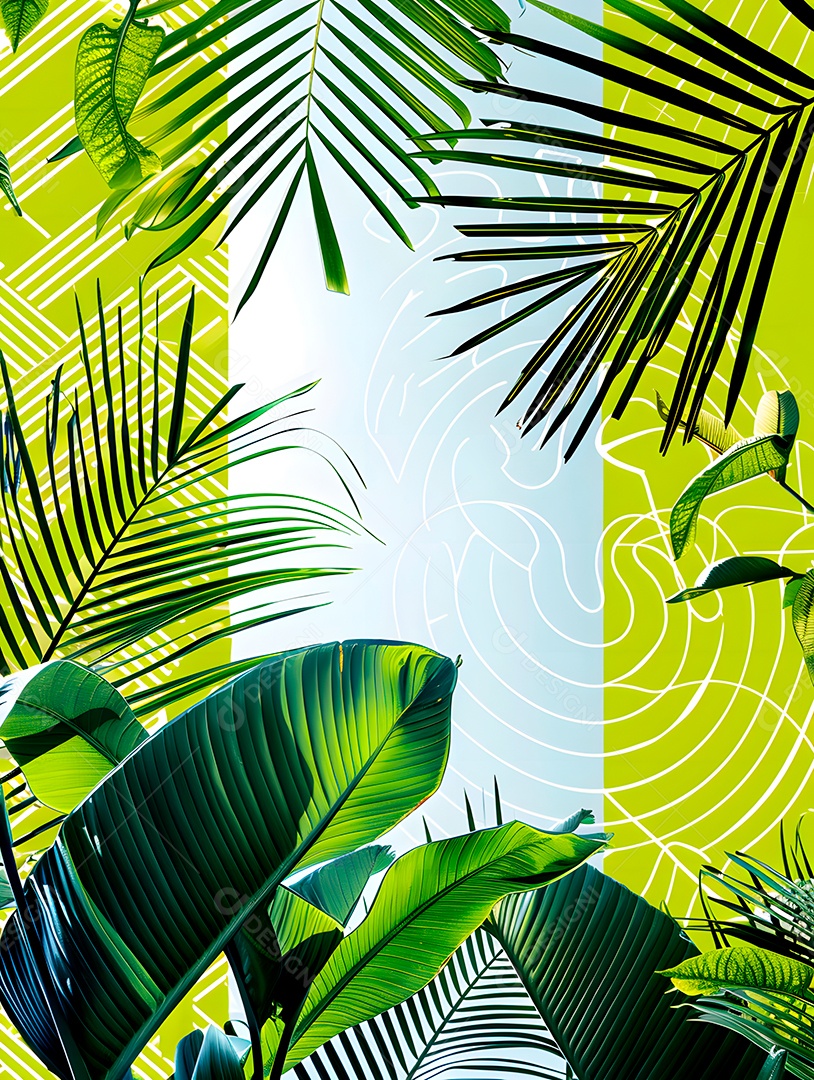 Imagens de fundo de folhas tropicais garças geom