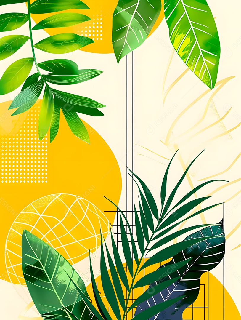 Imagens de fundo de folhas tropicais garças geom