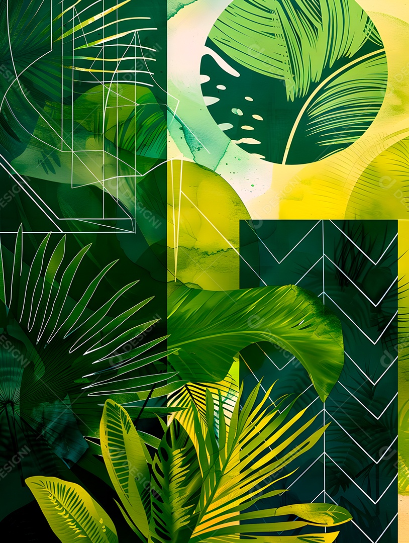 Imagens de fundo de folhas tropicais garças geom
