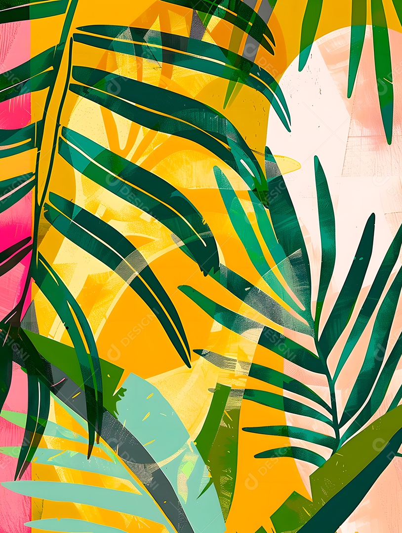 Imagens de fundo de folhas tropicais garças geom