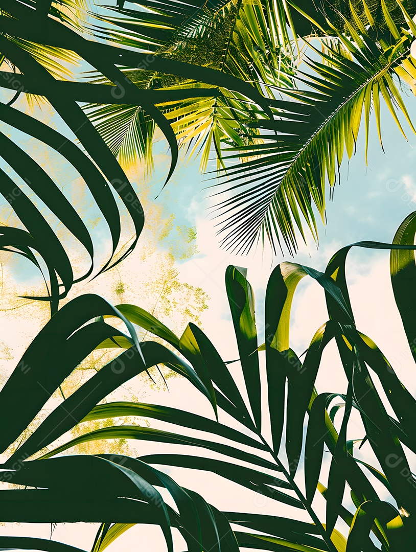 Imagens de fundo de folhas tropicais garças geom