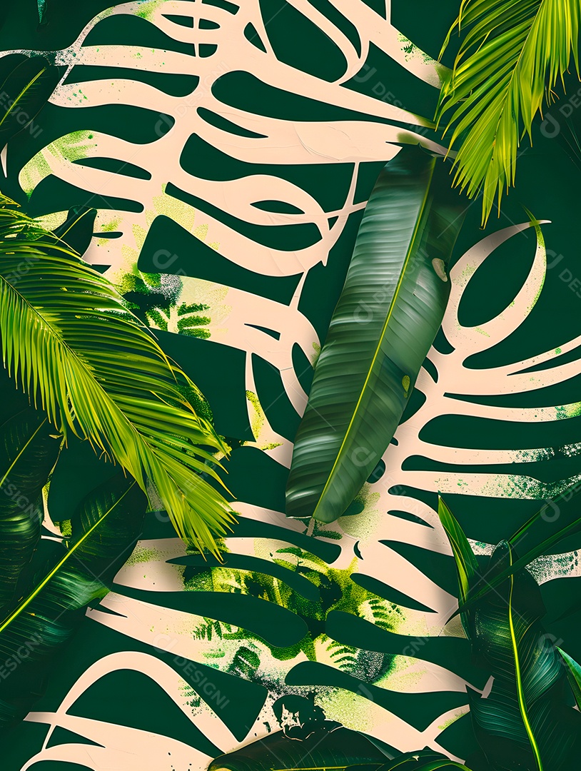 Imagens de fundo de folhas tropicais garças geom