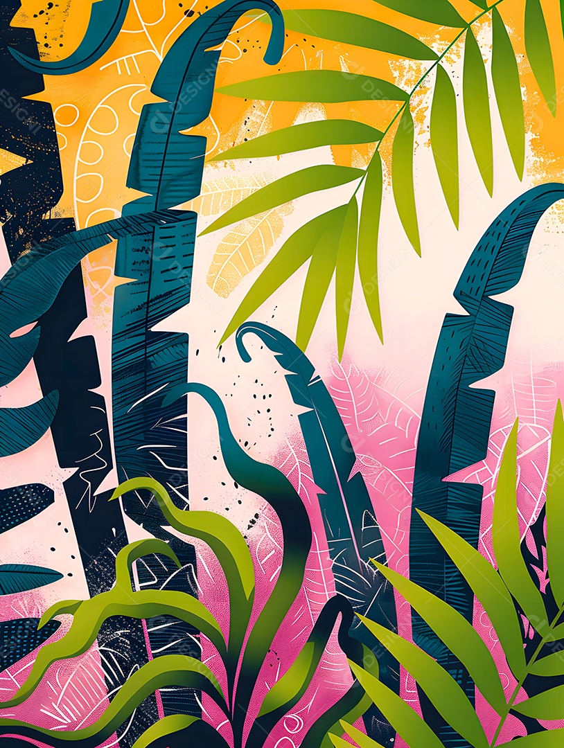 Imagens de fundo de folhas tropicais garças geom