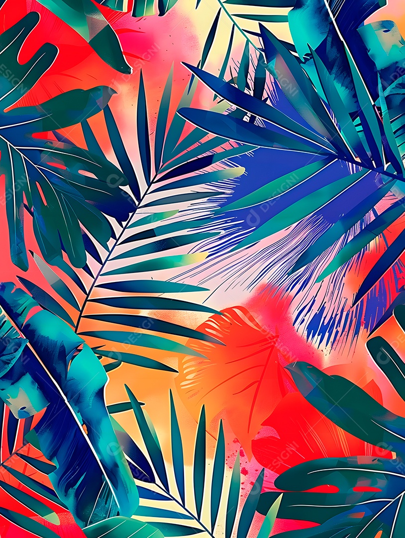 Imagens de fundo e folhas geométricas e coloridas