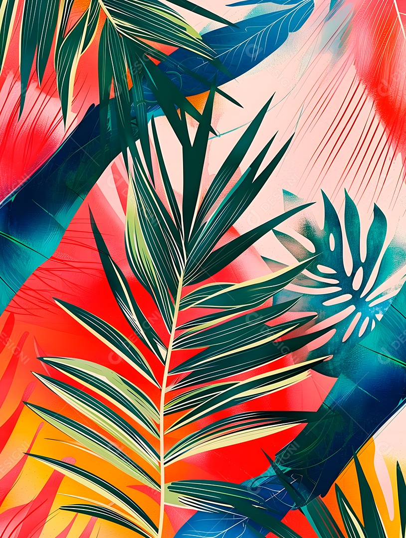 Imagens de fundo de verão gradiente de folhas tropicais