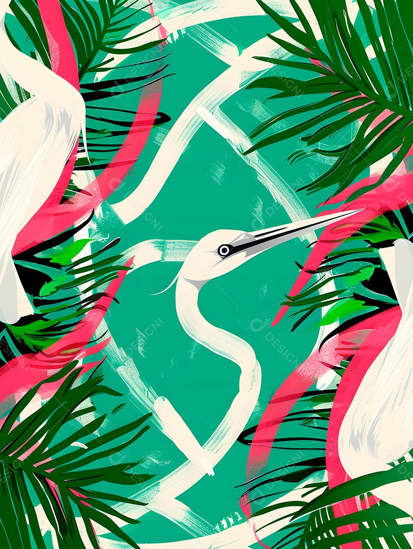 Imagens de fundo de verão folhas tropicais garças Cenário