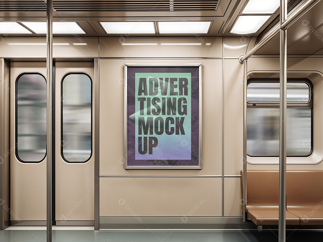 Mockup Anúncio em Metrô PSD Editável