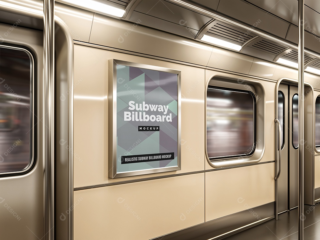 Mockup Anúncio Publicitário Em Metrô PSD Editável