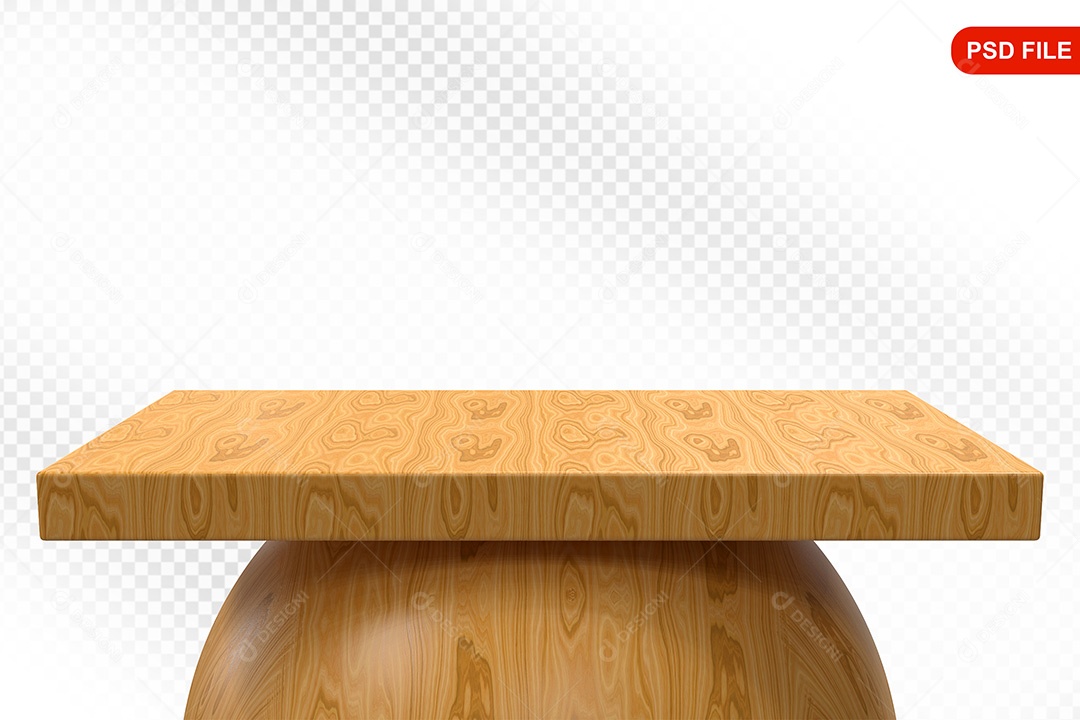 Elemento 3D Podium De Madeira Quadrado Para Composição PSD