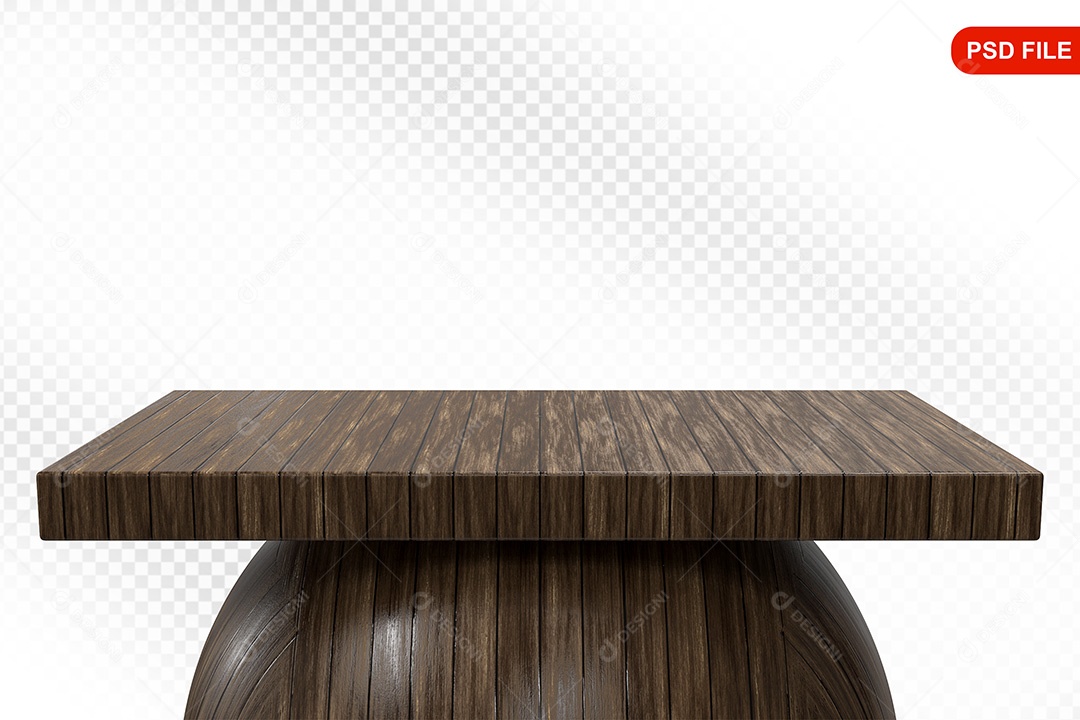 Elemento 3D Podium De Madeira Quadrado Para Composição PSD