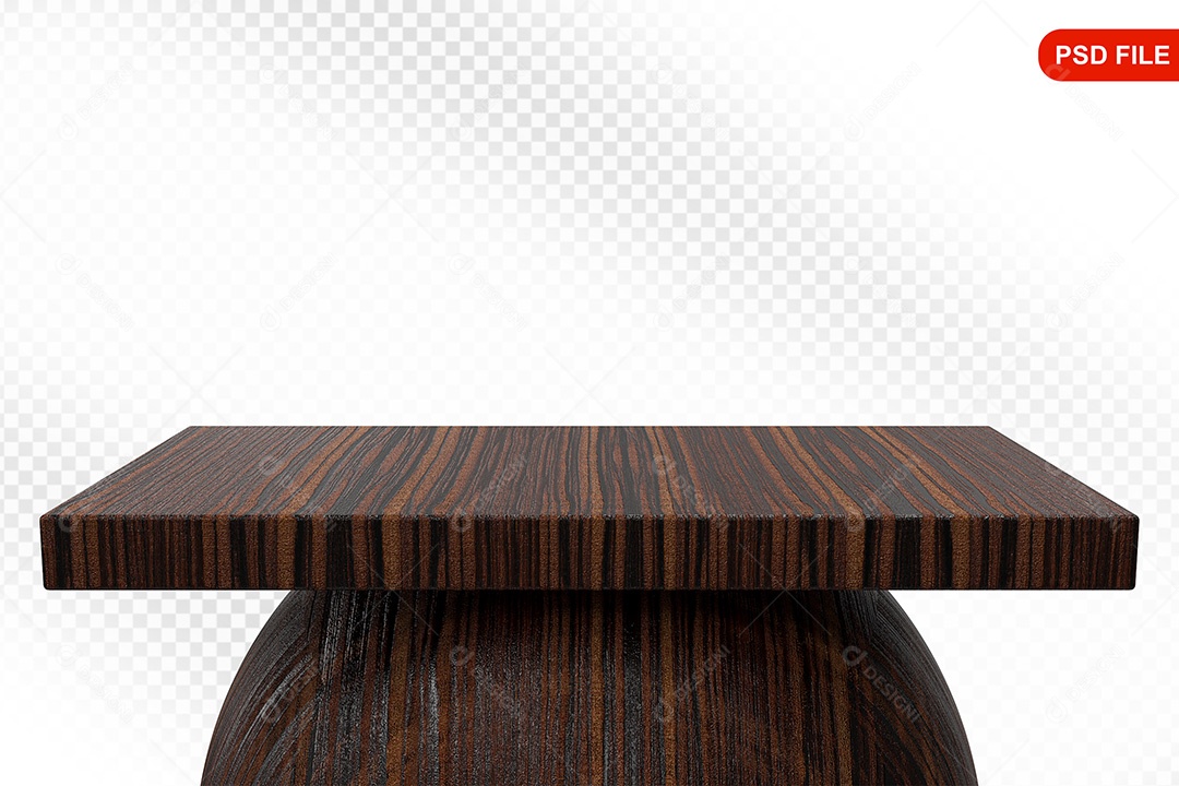 Elemento 3D Podium De Madeira Quadrado Para Composição PSD
