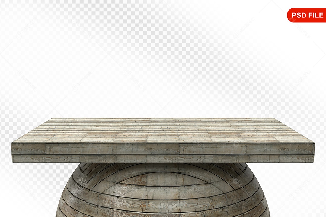 Elemento 3D Podium De Madeira Quadrado Para Composição PSD