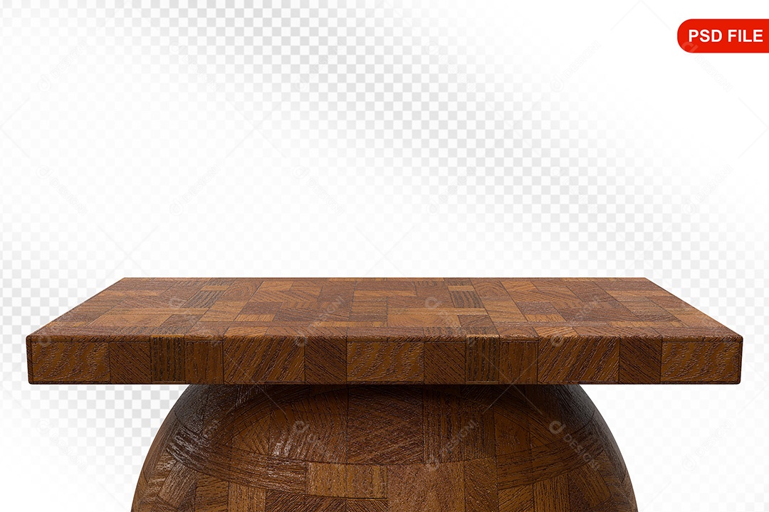 Elemento 3D Podium De Madeira Quadrado Para Composição PSD