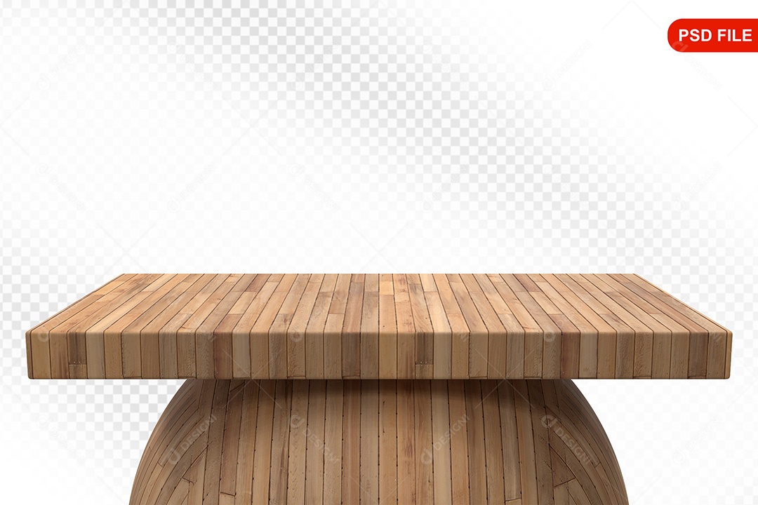 Elemento 3D Podium De Madeira Quadrado Para Composição PSD