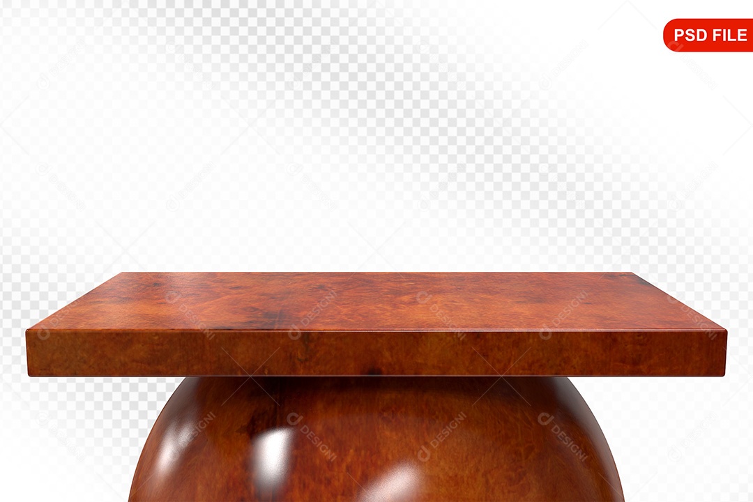 Elemento 3D Podium De Madeira Quadrado Para Composição PSD