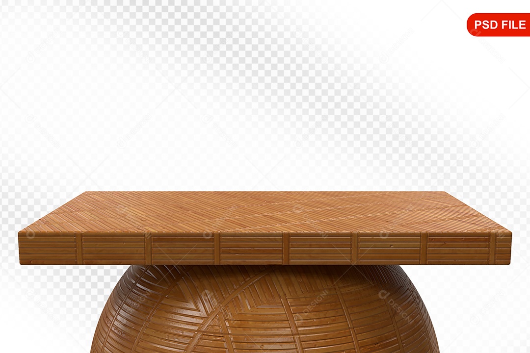 Elemento 3D Podium De Madeira Quadrado Para Composição PSD
