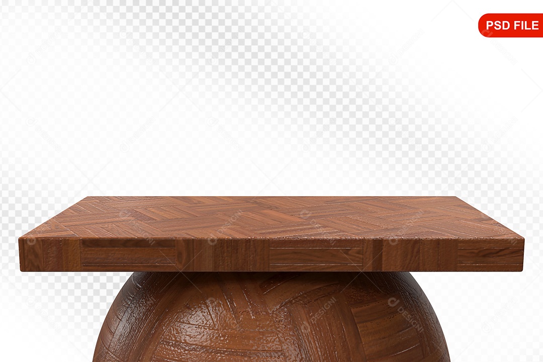 Elemento 3D Podium De Madeira Quadrado Para Composição PSD