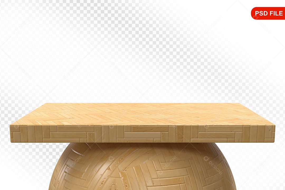 Elemento 3D Podium De Madeira Quadrado Para Composição PSD