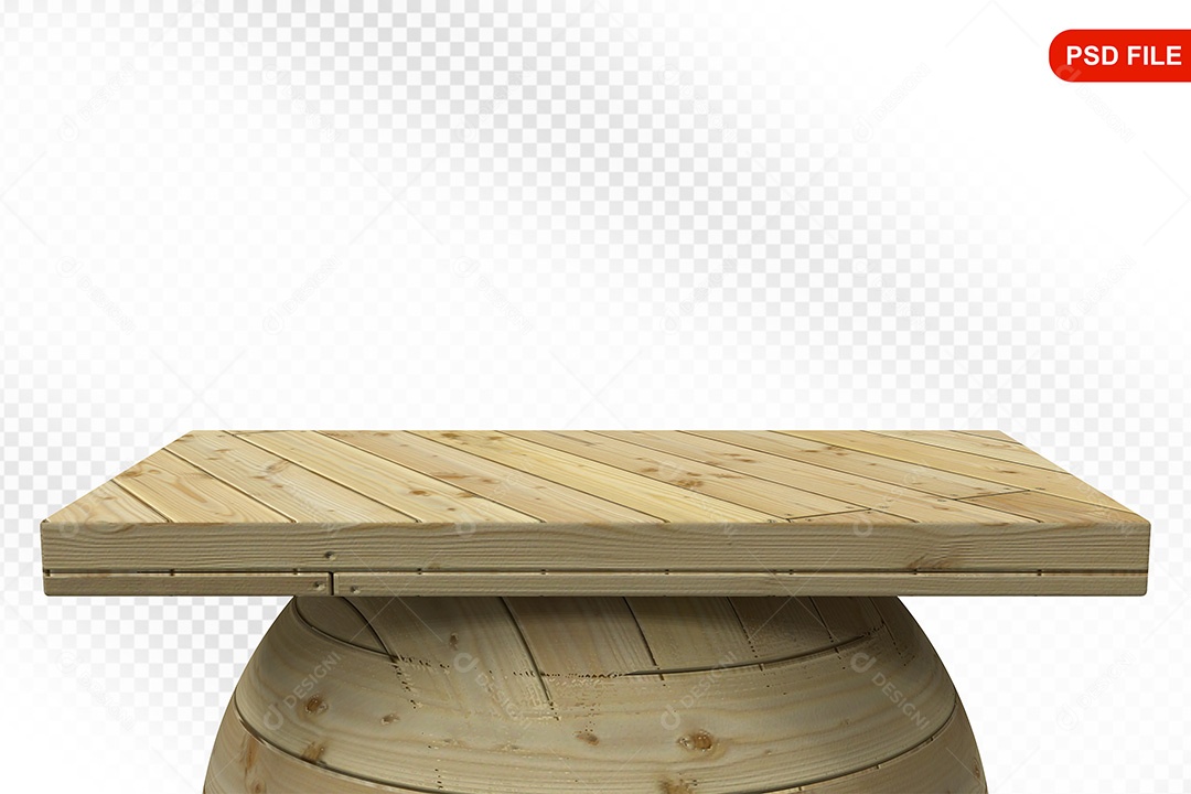 Elemento 3D Podium De Madeira Quadrado Para Composição PSD