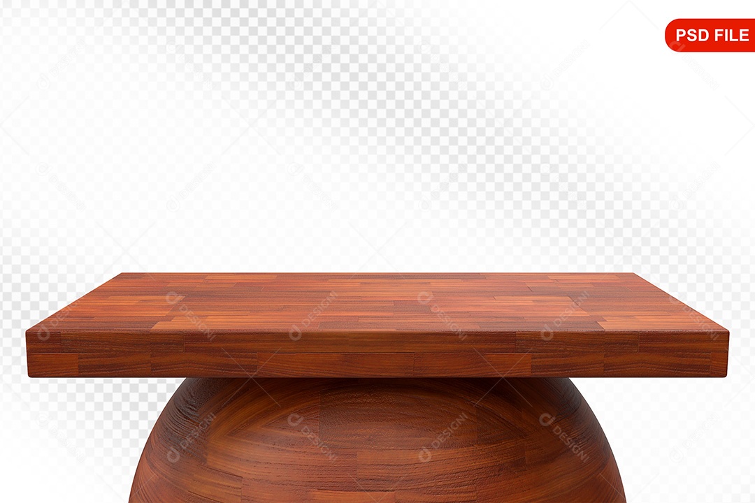 Elemento 3D Podium De Madeira Quadrado Para Composição PSD