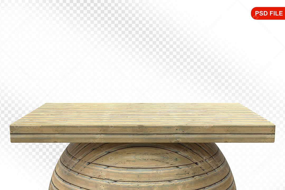 Elemento 3D Podium De Madeira Quadrado Para Composição PSD